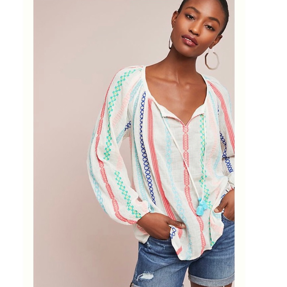 Anthropologie Payal Pratap Peasant Blouse Sz M